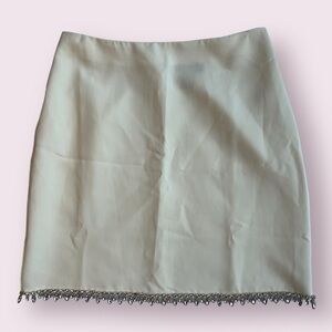 Sincerely Jules Ivory White Rhinestone Fringe Mini Skirt Medium